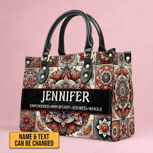 Personalized Mandala Leather Tote Bag - CABLTHB01170424.