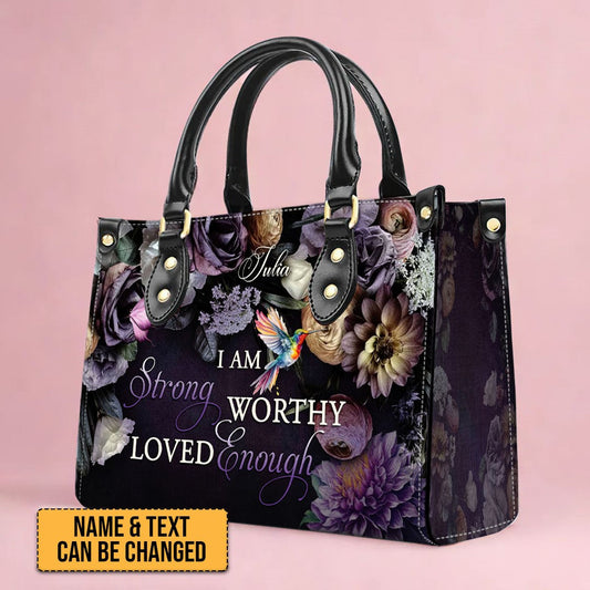 Customizable Leather Tote with Floral Design - 'Your Name' Personalized Bag by CABLTHB01150424.
