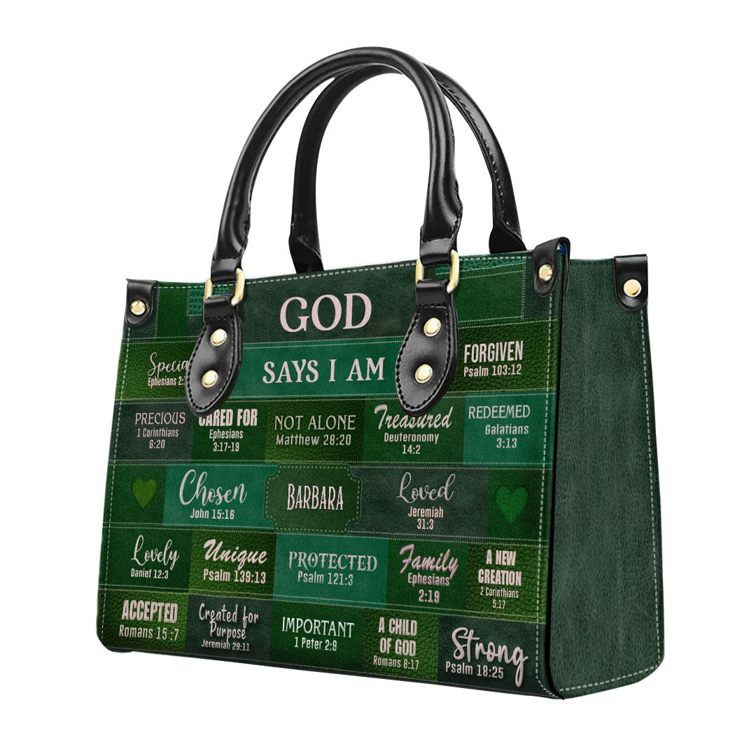 God Says I Am Leather Handbag, Personalized Bags, Gifts for Women, Christmas Gift, CABLTB0117724.