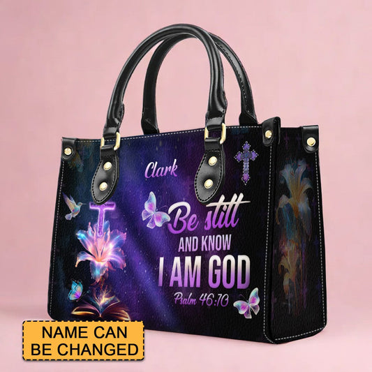 Blessed Is She Leather Handbag Blue, Personalized Bags, Gifts for Women, Christmas Gift, CABLTB04290923.