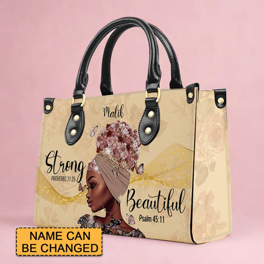 Personalized Leather Handbag - I Am Strong and Beautiful - CABLTHB01150524.