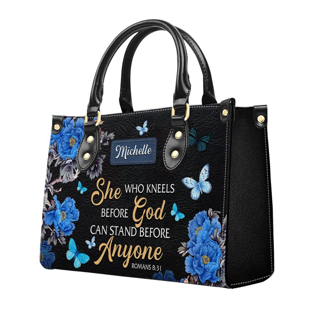 She Who Kneels Before God Romans 8 31, Handbag Design, Monogram Leather Handbag, Gifts for Women, CABLTB01271223.