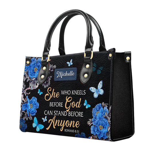 She Who Kneels Before God Romans 8 31, Handbag Design, Monogram Leather Handbag, Gifts for Women, CABLTB01271223.