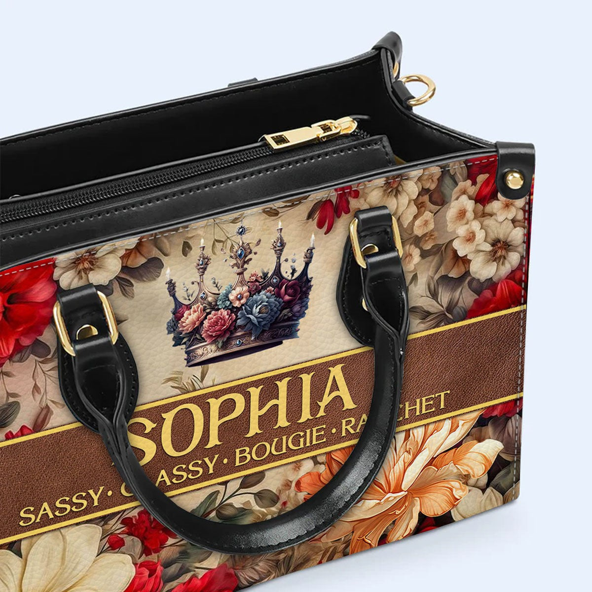 Custom Monogrammed Leather Handbag – Signature Elegance - CABLTHB01070424.