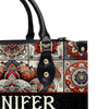 Personalized Mandala Leather Tote Bag - CABLTHB01170424.