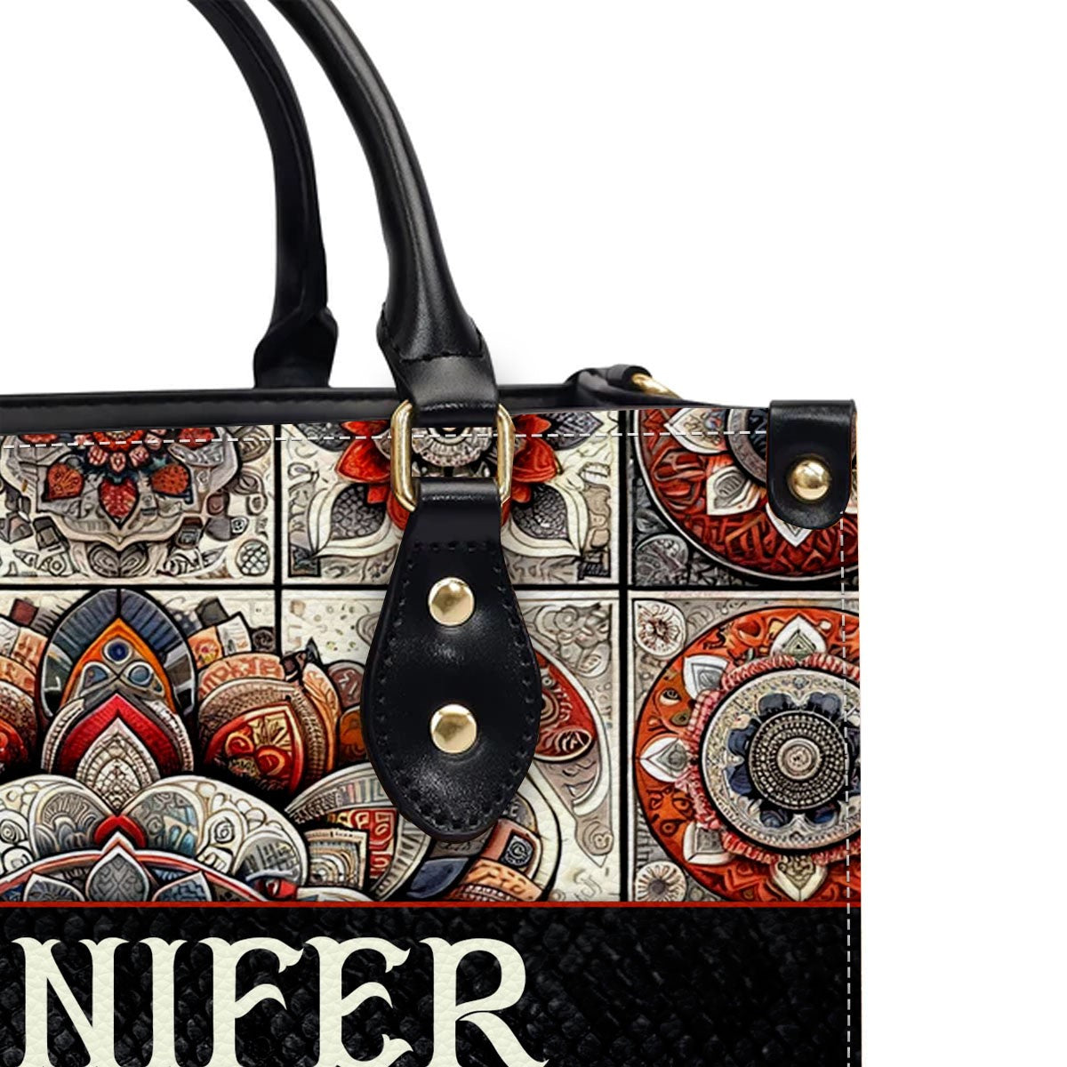 Personalized Mandala Leather Tote Bag - CABLTHB01170424.