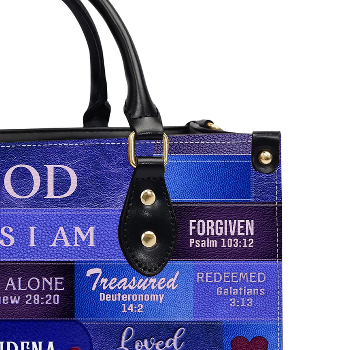 Customizable Luxury Leather Handbag - Personalized Elegance by - GOD Says I Am Blue Leather Handbag.