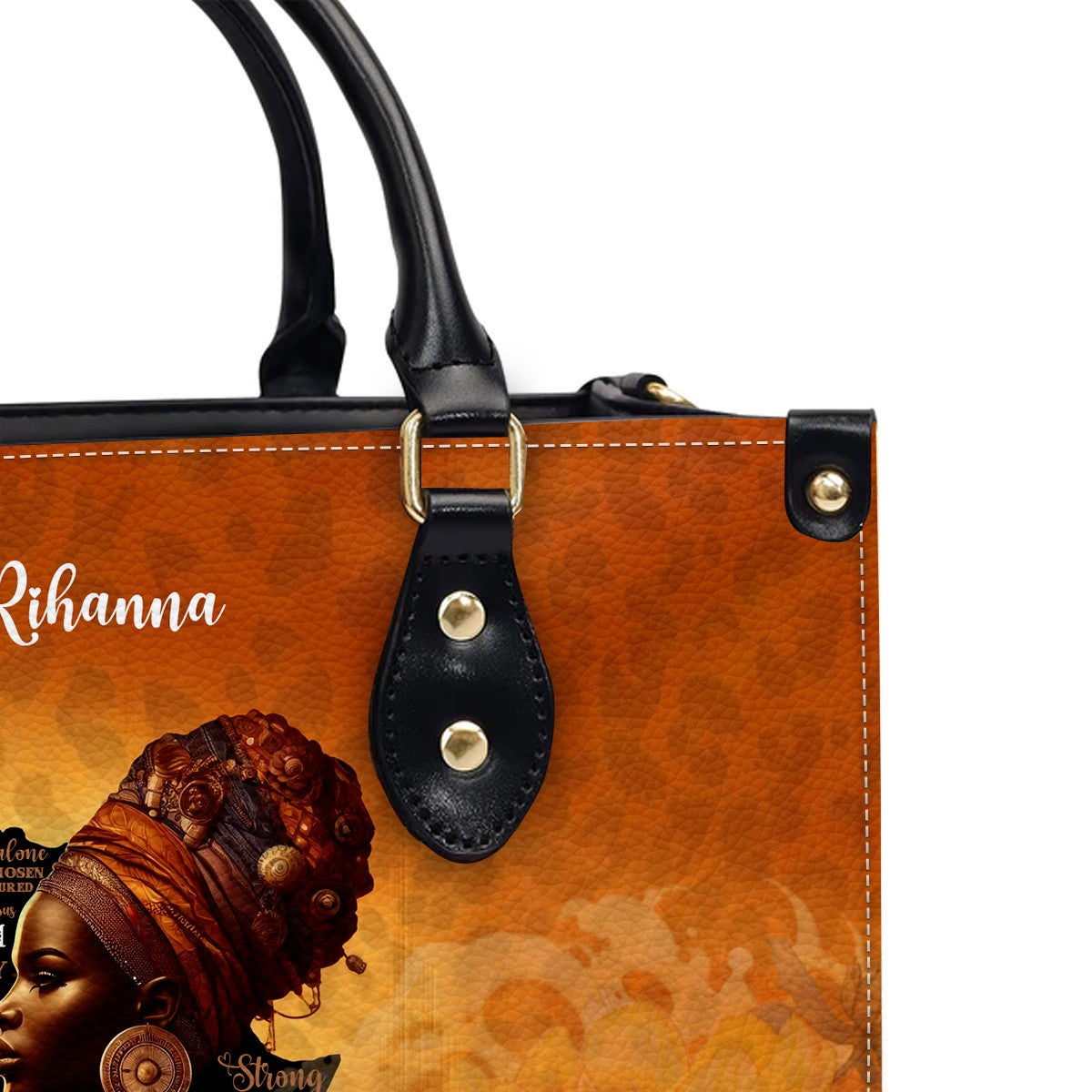 Customizable Afrocentric Leather Tote Bag - Personalized Elegant Designer Handbag by CABLTHB01130424.