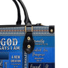God Says I Am Leather Handbag Blue, Personalized Bags, Gifts for Women, Christmas Gift, CABLTB05240923.