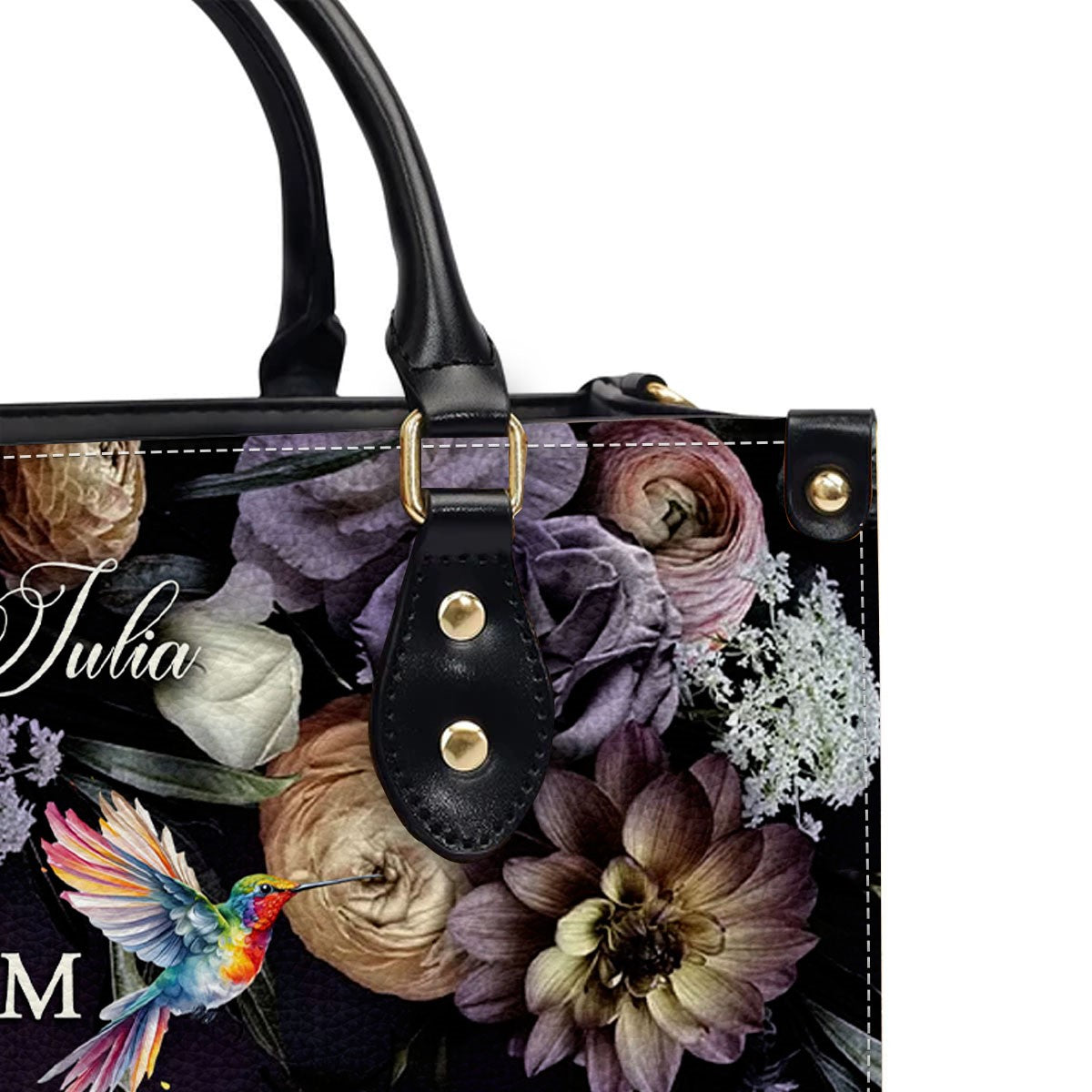 Customizable Leather Tote with Floral Design - 'Your Name' Personalized Bag by CABLTHB01150424.