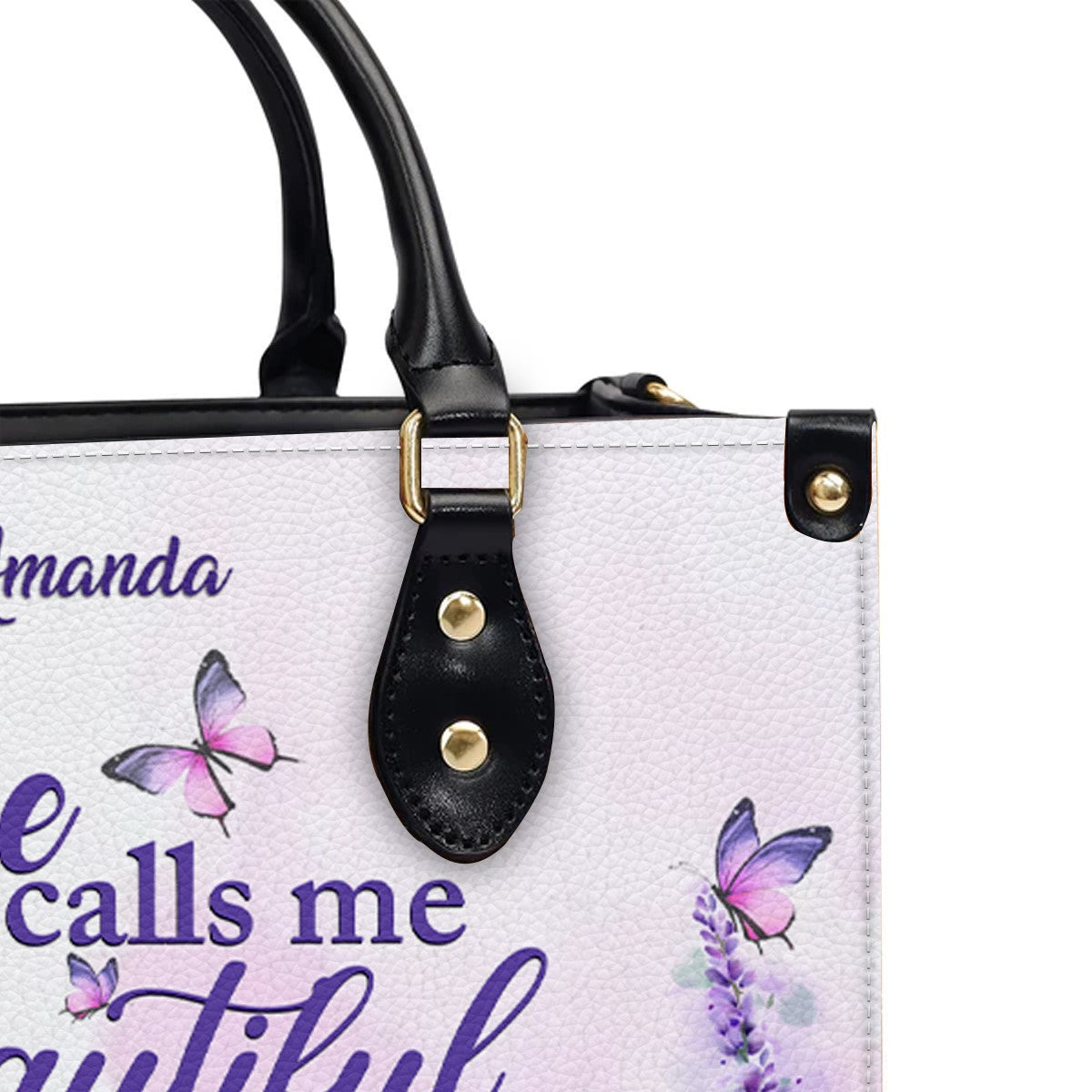 Personalized Lavender Leather Handbag – with Scripture Verse - CABLTHB01090424.