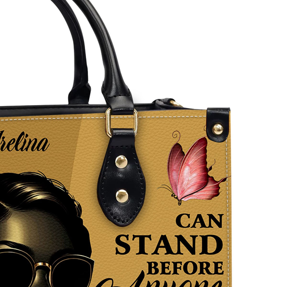 She Who Kneels Before GOD Can Stand Before Anyone, Personalized 'Irelina' Empowerment Leather Handbag - Stand Boldly | Custom Tote