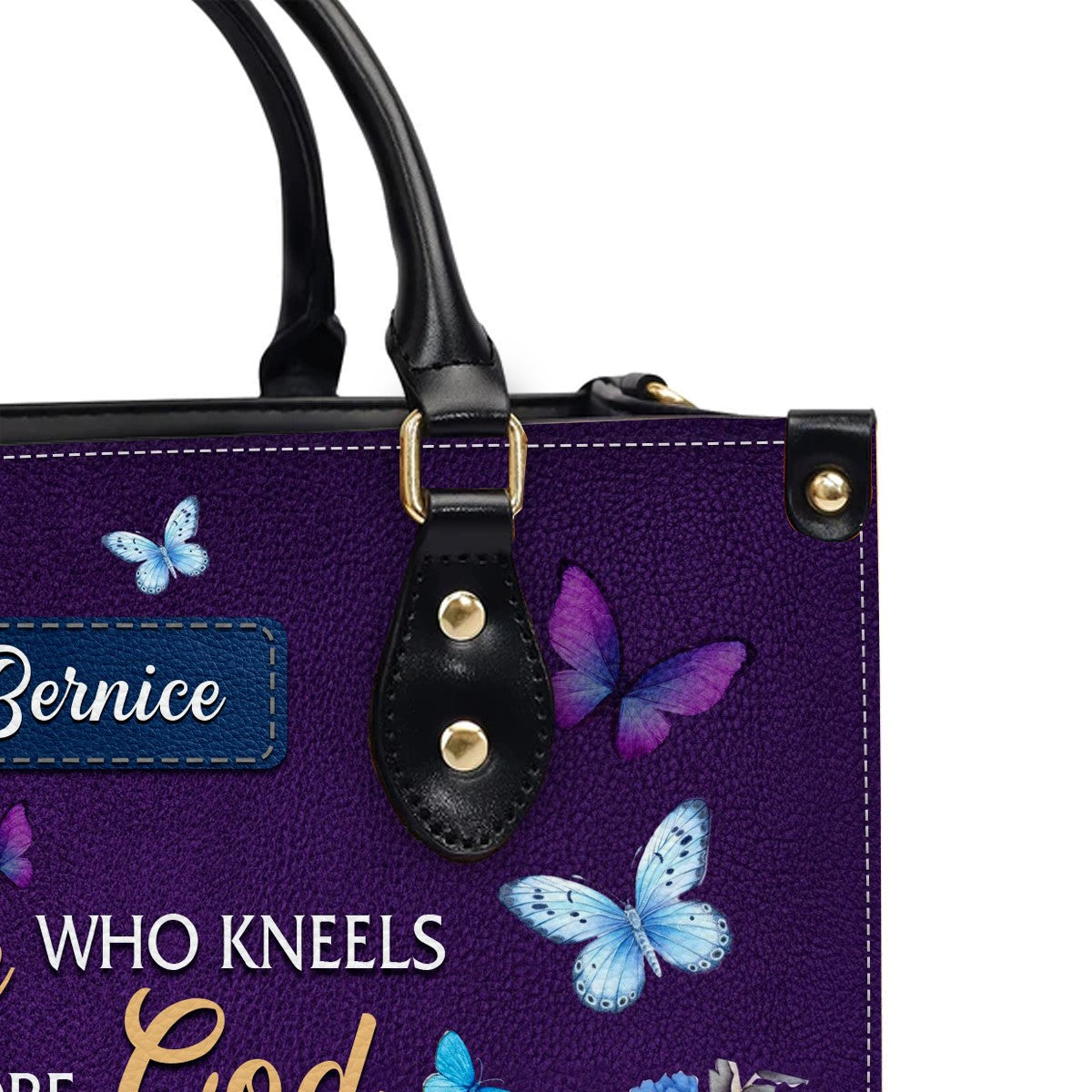 She Who Kneels Before God Romans 8 31, Purple Handbag Design, Monogram Leather Handbag, Gifts for Women, CABLTB011116243.
