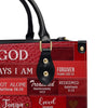 Inspirational Scripture Leather Handbag - Custom Name Tote - GOD Says I Am Red Leather Handbag.