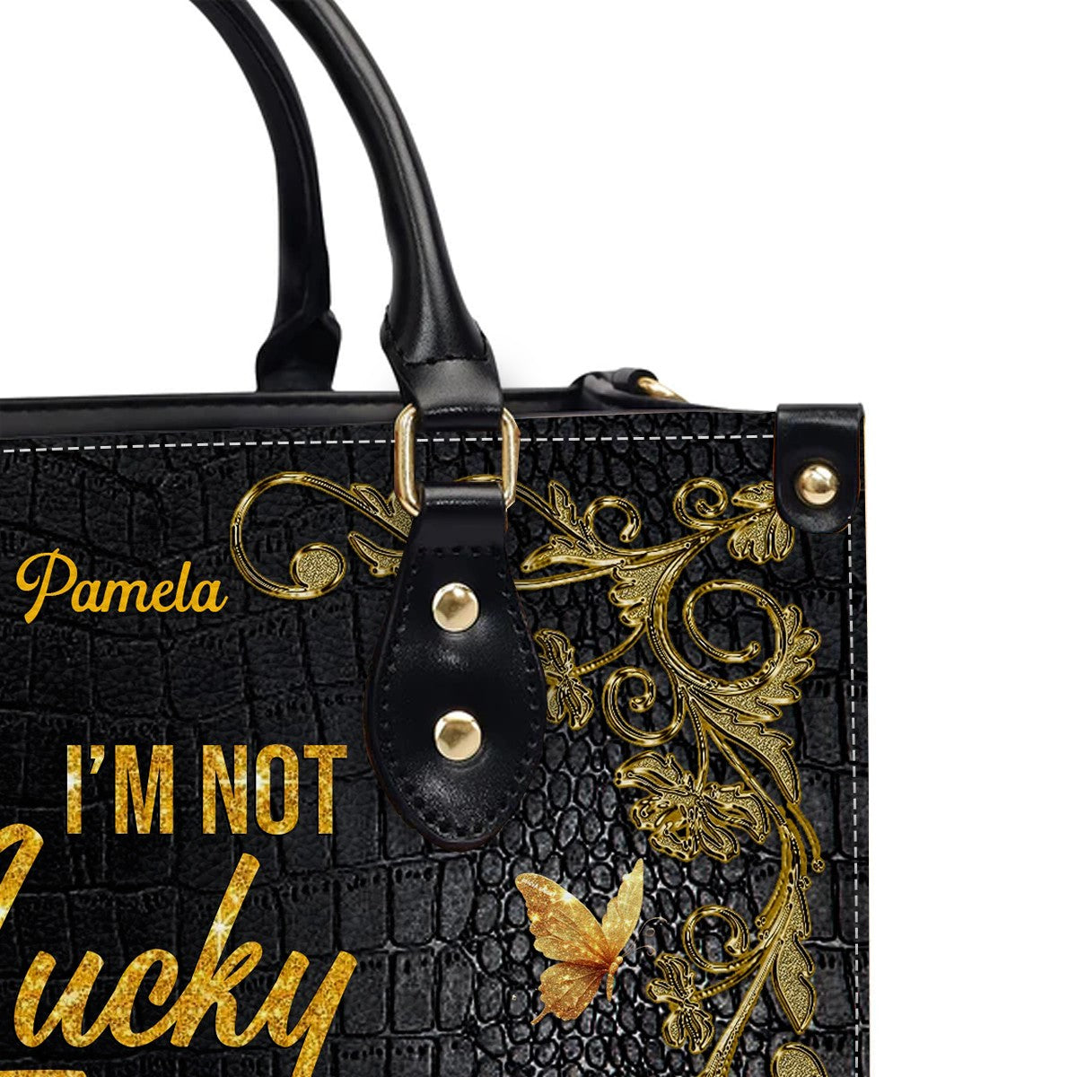 Handbags - Personalized Leather Handbag for Christian Women – “I’m not lucky — I’m CHOSEN.”
