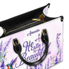 Personalized Lavender Leather Handbag – with Scripture Verse - CABLTHB01090424.