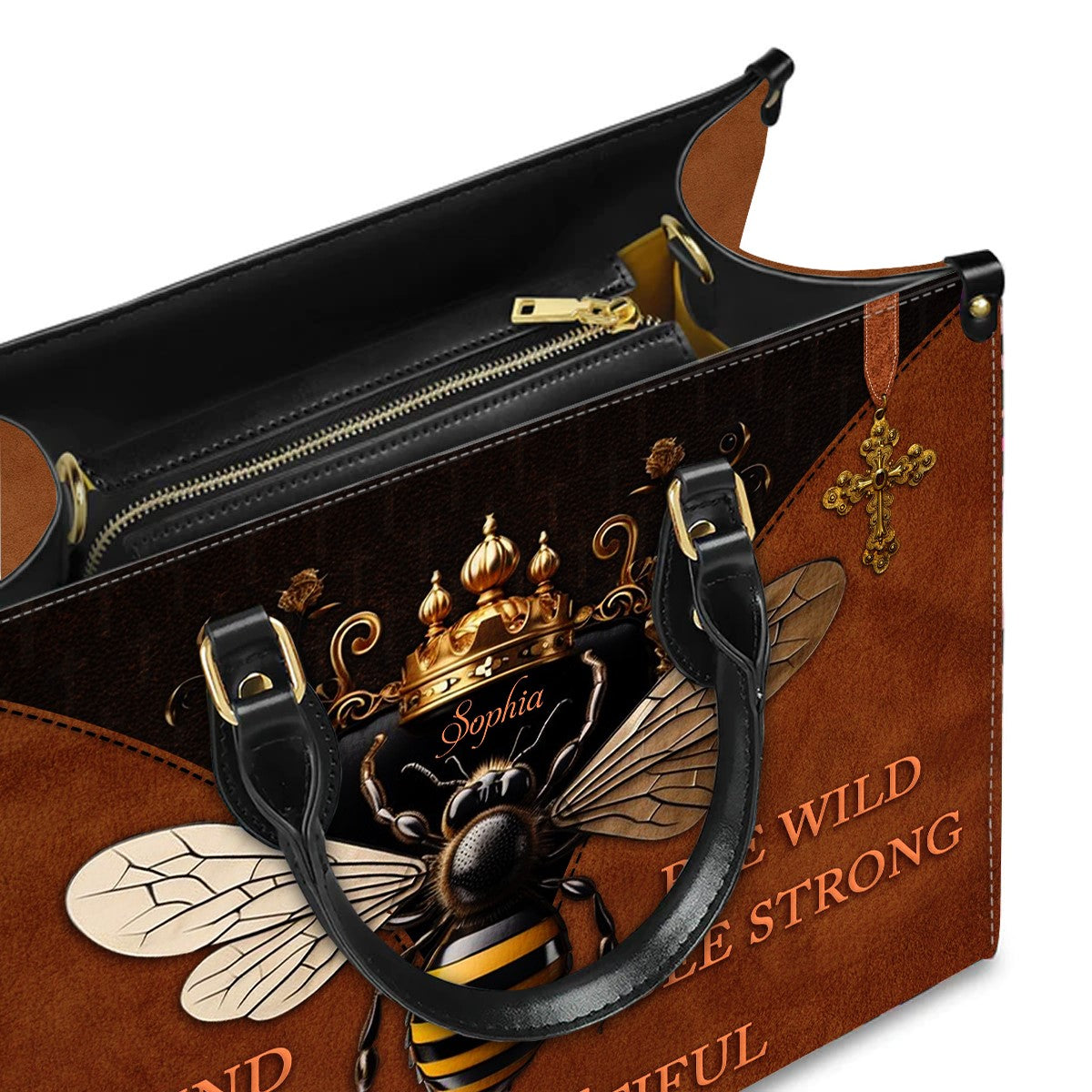 Personalized Leather Handbag - Bee Kind Bee Wild Bee Humble Bee Strong Bee You Tiful - CABLTHB01180524.
