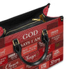 Inspirational Scripture Leather Handbag - Custom Name Tote - GOD Says I Am Red Leather Handbag.