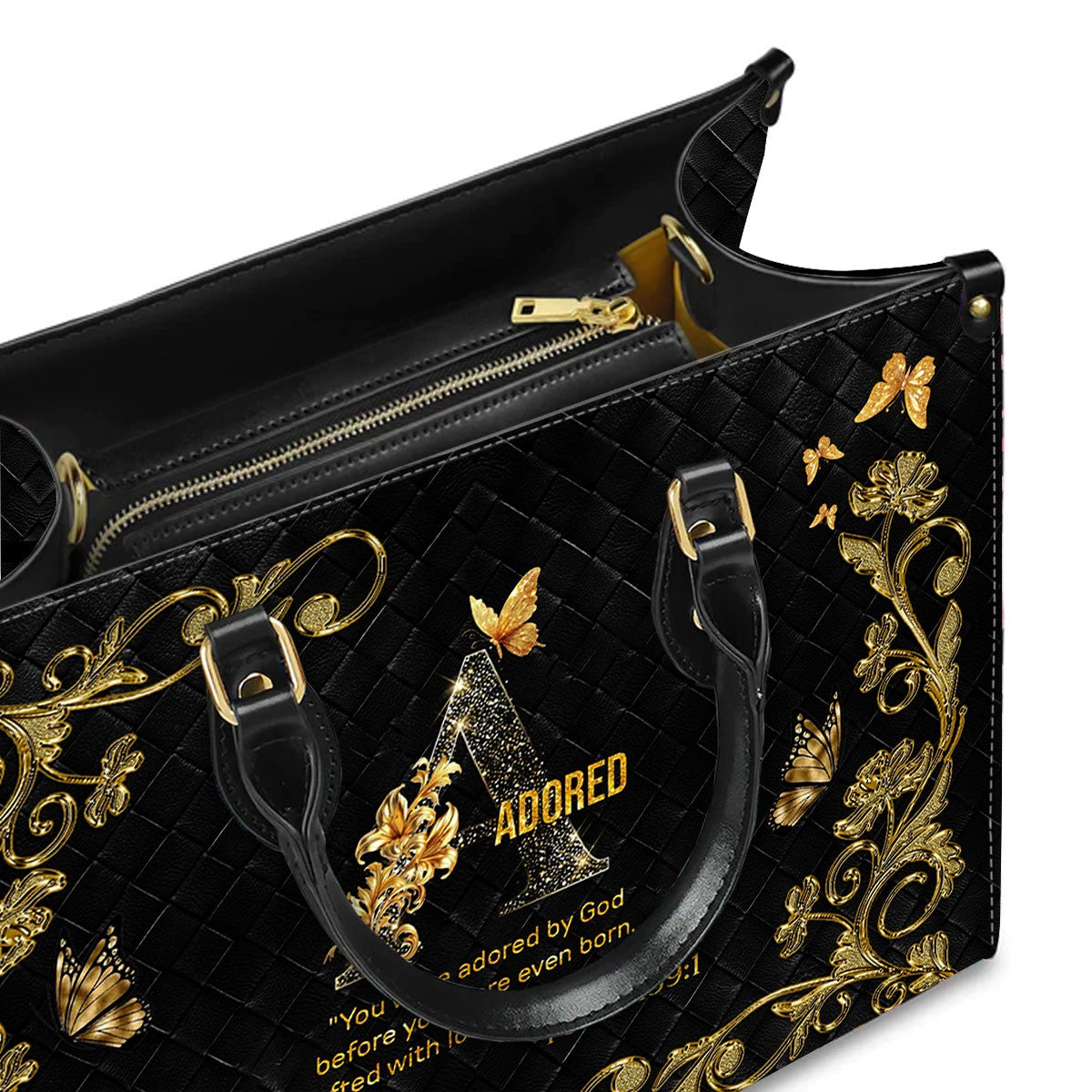 Handbags - Personalized Christian Handbag with Bible Verse – A to Z Alphabet Design – Your Letter, Your Verse, Your Faith – Inspirational Gift for Moms - CABLTB01062425