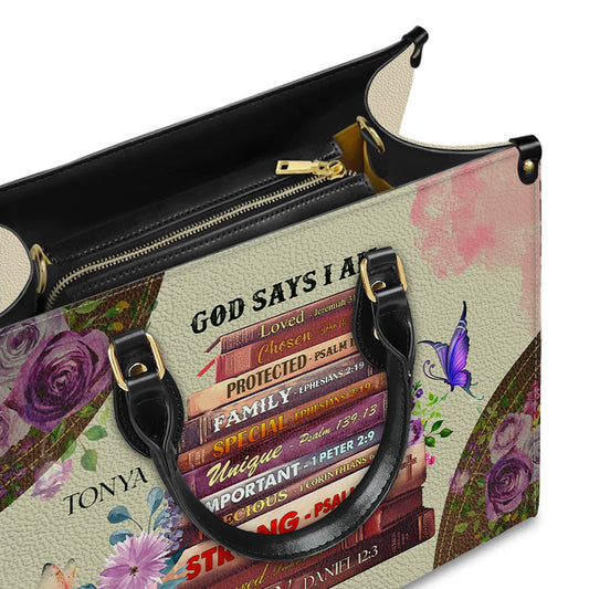 Personalized Scripture Leather Handbag by CABLTHB02080424.