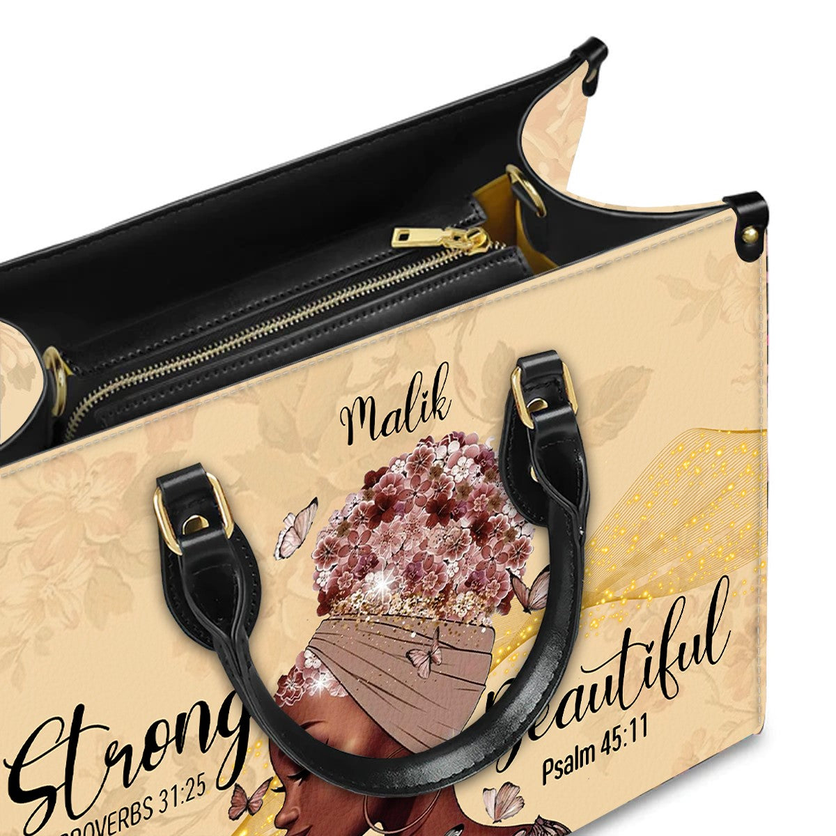 Personalized Leather Handbag - I Am Strong and Beautiful - CABLTHB01150524.