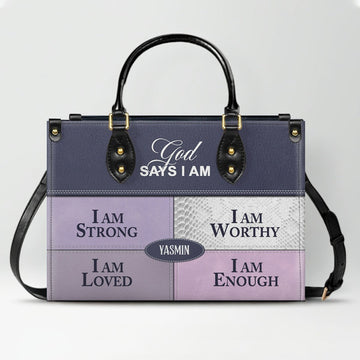 Personalized Leather Handbag, GOD Says I Am, Personalized Bags, Gifts for Women, Christmas Gift, CABLTB01111225.