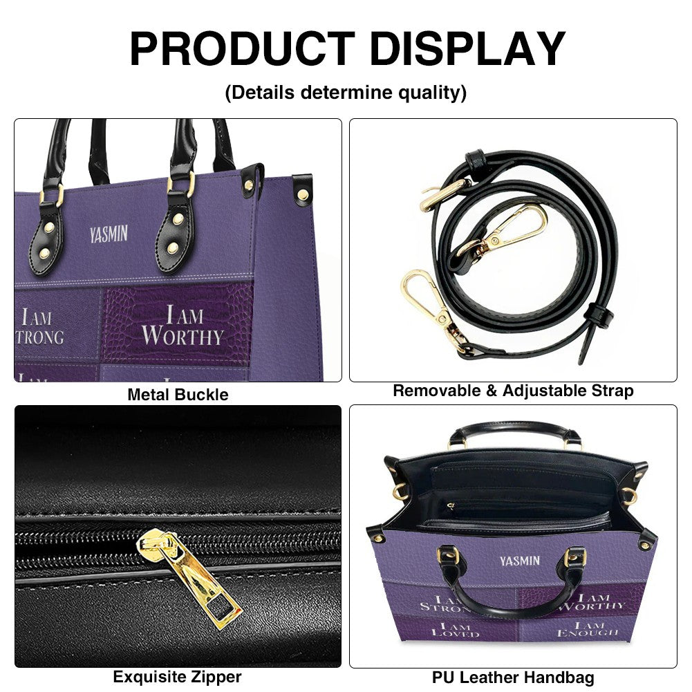 Personalized Leather Handbag, I Am Enough, I Am Loved, Personalized Bags, Gifts for Women, Christmas Gift, CABLTB01290723.