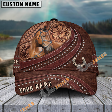 Unijames Warmblood Carving Leather Pattern Personalized Name Cap