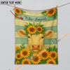 UniJames Sunflower Cattle On Farm Personalized Name Blanket