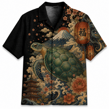 Guardian of Fuji – Japanese Sea Turtle Hawaiian Shirt