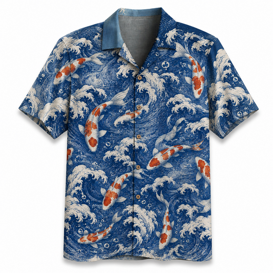 Japanese Koi Great Wave Hawaiian Shirt