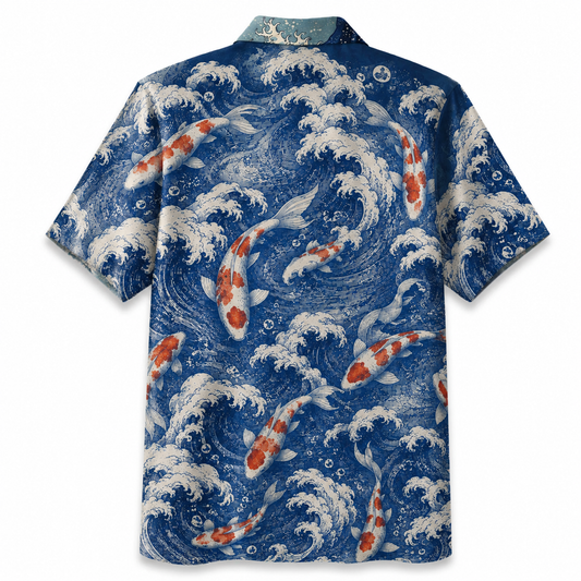 Japanese Koi Great Wave Hawaiian Shirt