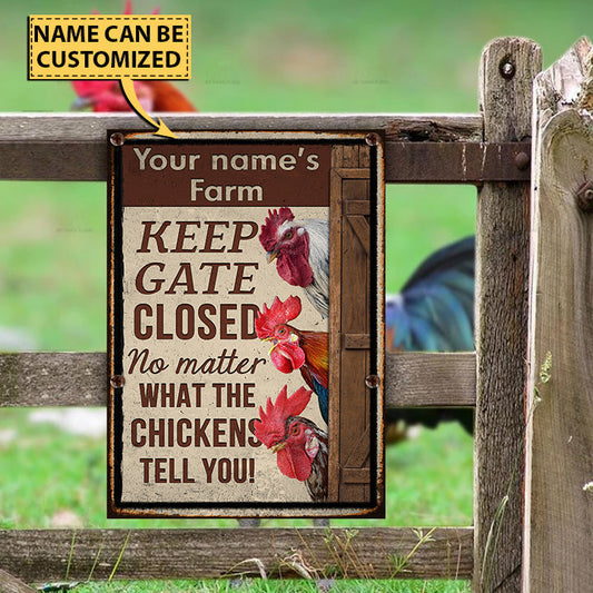 uni Customized Name CHICKEN LOVERS KEEP GATE CLOSED All Printed 3D Metal Sign