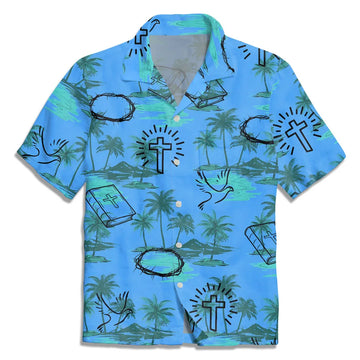 UniJames Christian Blue Hawaiian Shirt