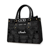 Personalized Faith Leather Tote - Custom Name Religious Leather Handbag - Christian Handbag.