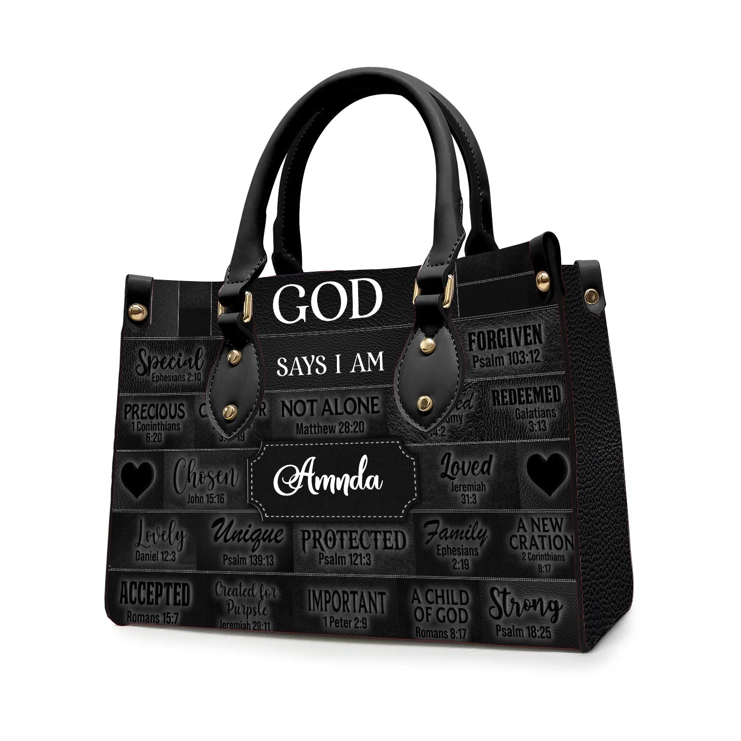 Personalized Faith Leather Tote - Custom Name Religious Leather Handbag - Christian Handbag.