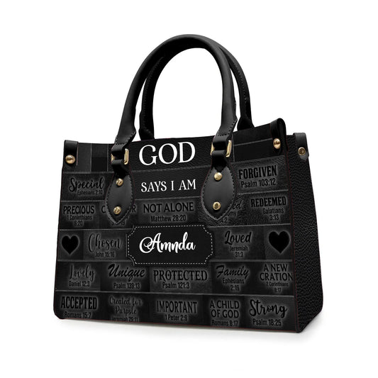 Personalized Faith Leather Tote - Custom Name Religious Leather Handbag - Christian Handbag.