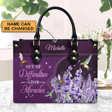 Out Of Difficulties Grow Miracles 1 Peter 5 10 Hummingbird Lavender, Handbag Design, Monogram Leather Handbag, Gifts for Women, CABLTB07271223.