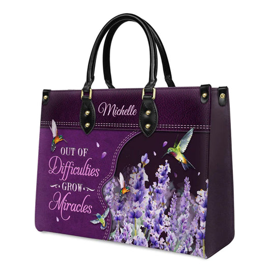 Out Of Difficulties Grow Miracles 1 Peter 5 10 Hummingbird Lavender, Handbag Design, Monogram Leather Handbag, Gifts for Women, CABLTB07271223.