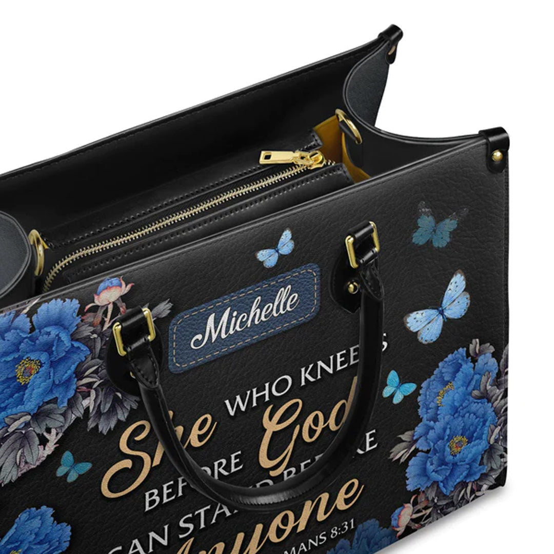 She Who Kneels Before God Romans 8 31, Handbag Design, Monogram Leather Handbag, Gifts for Women, CABLTB01271223.