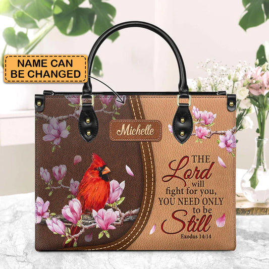 The Lord Will Fight For You Exodus 14 14 Cardinal, Handbag Design, Monogram Leather Handbag, Gifts for Women, CABLTB03271223.