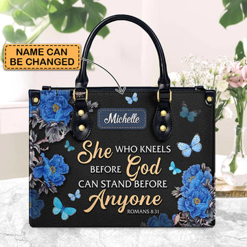She Who Kneels Before God Romans 8 31, Handbag Design, Monogram Leather Handbag, Gifts for Women, CABLTB01271223.