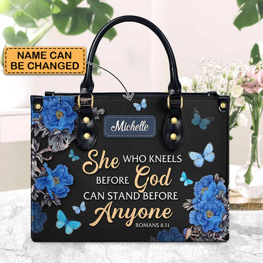 She Who Kneels Before God Romans 8 31, Handbag Design, Monogram Leather Handbag, Gifts for Women, CABLTB01271223.