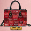 Inspirational Scripture Leather Handbag - Custom Name Tote - GOD Says I Am Red Leather Handbag.