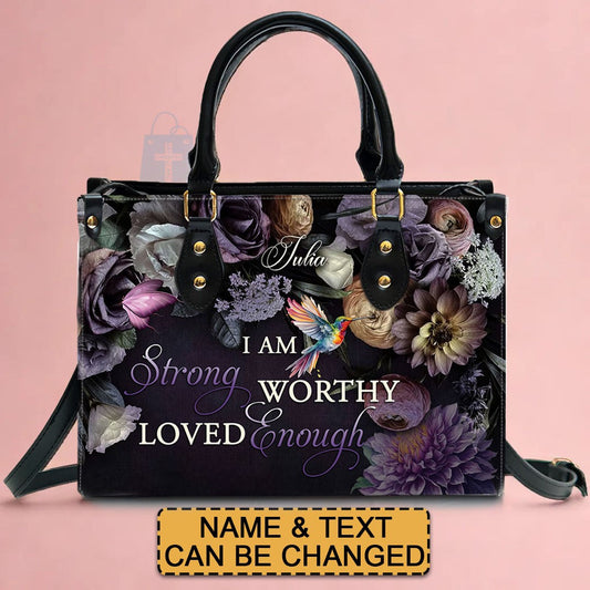 Customizable Leather Tote with Floral Design - 'Your Name' Personalized Bag by CABLTHB01150424.