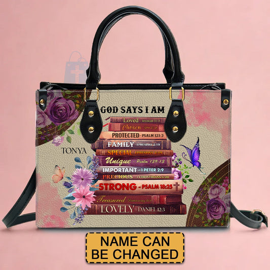 Personalized Scripture Leather Handbag by CABLTHB02080424.