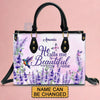 Personalized Lavender Leather Handbag – with Scripture Verse - CABLTHB01090424.