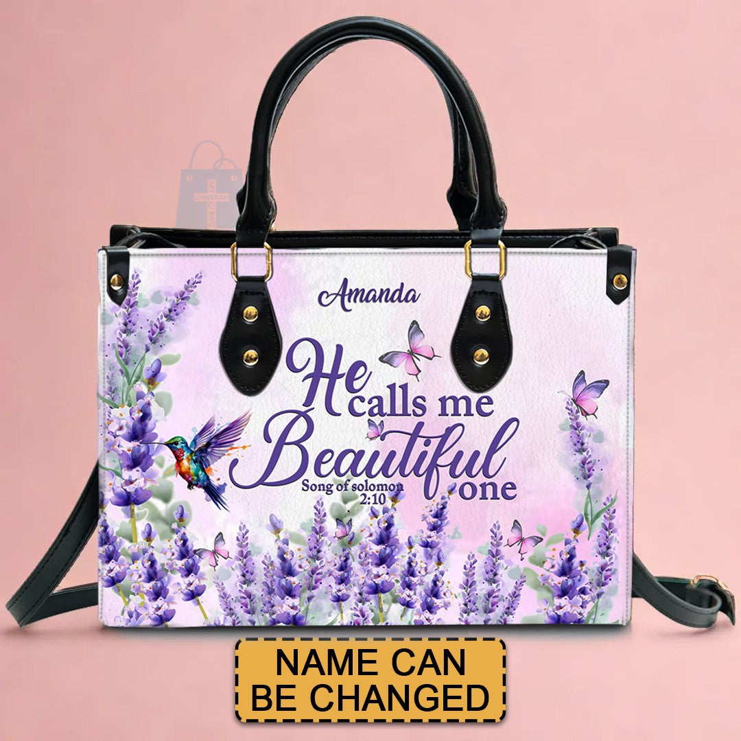 Personalized Lavender Leather Handbag – with Scripture Verse - CABLTHB01090424.