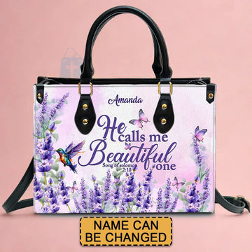 Personalized Lavender Leather Handbag – with Scripture Verse - CABLTHB01090424.