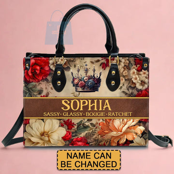 Custom Monogrammed Leather Handbag – Signature Elegance - CABLTHB01070424.